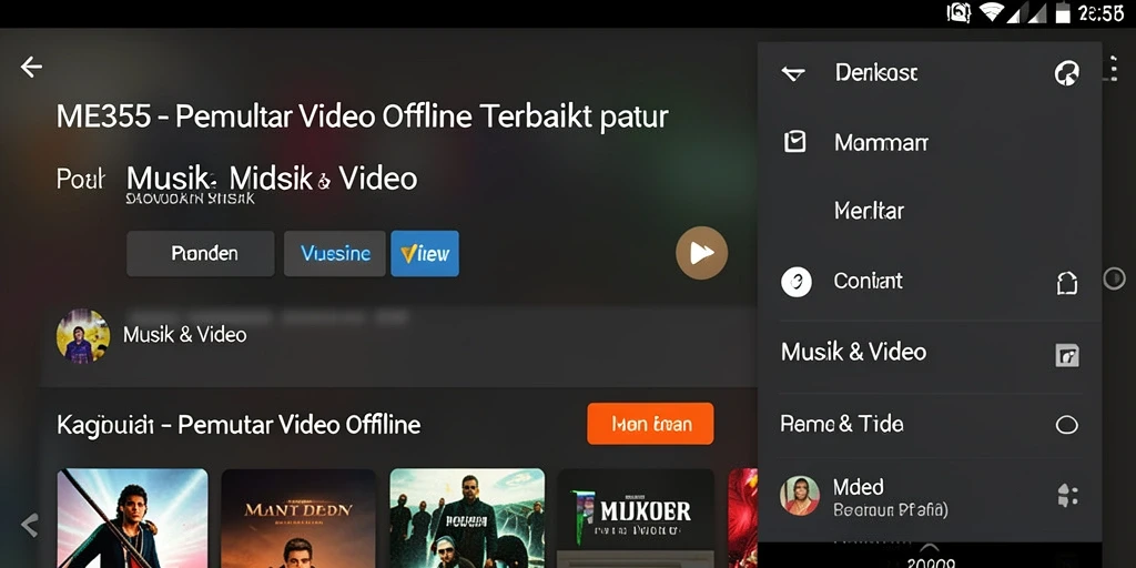 Tampilan antarmuka ME355 yang ramah pengguna untuk Pemutar Video Offline.