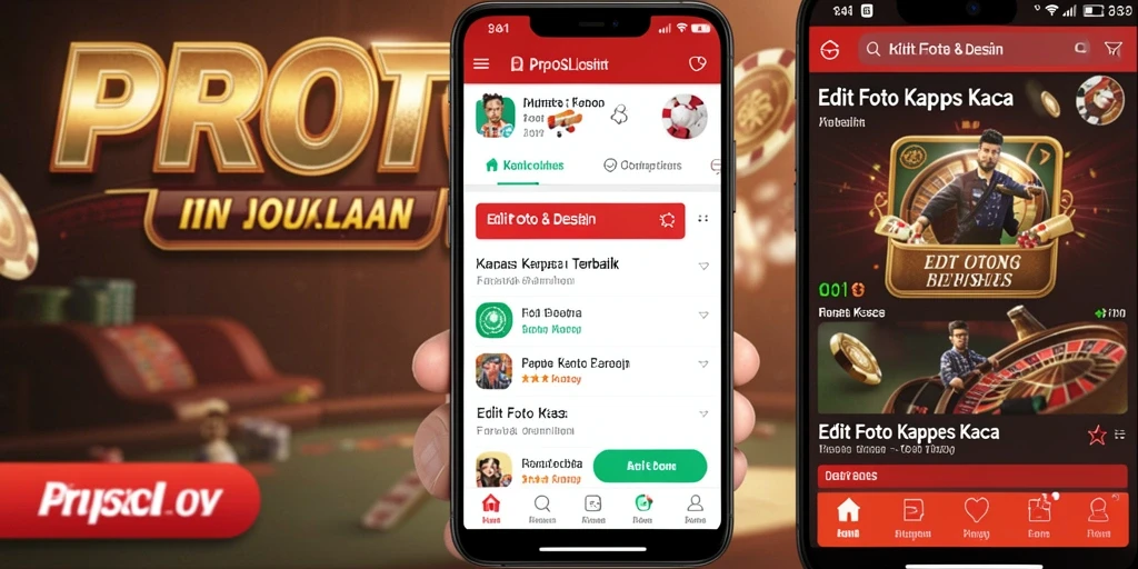 Tampilan utama PROSLOT dengan fitur editing foto kertas kaca yang interaktif.