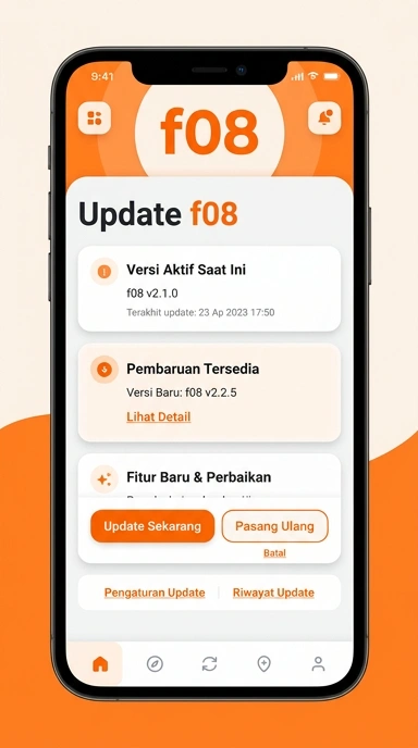 Tampilan riwayat versi f08